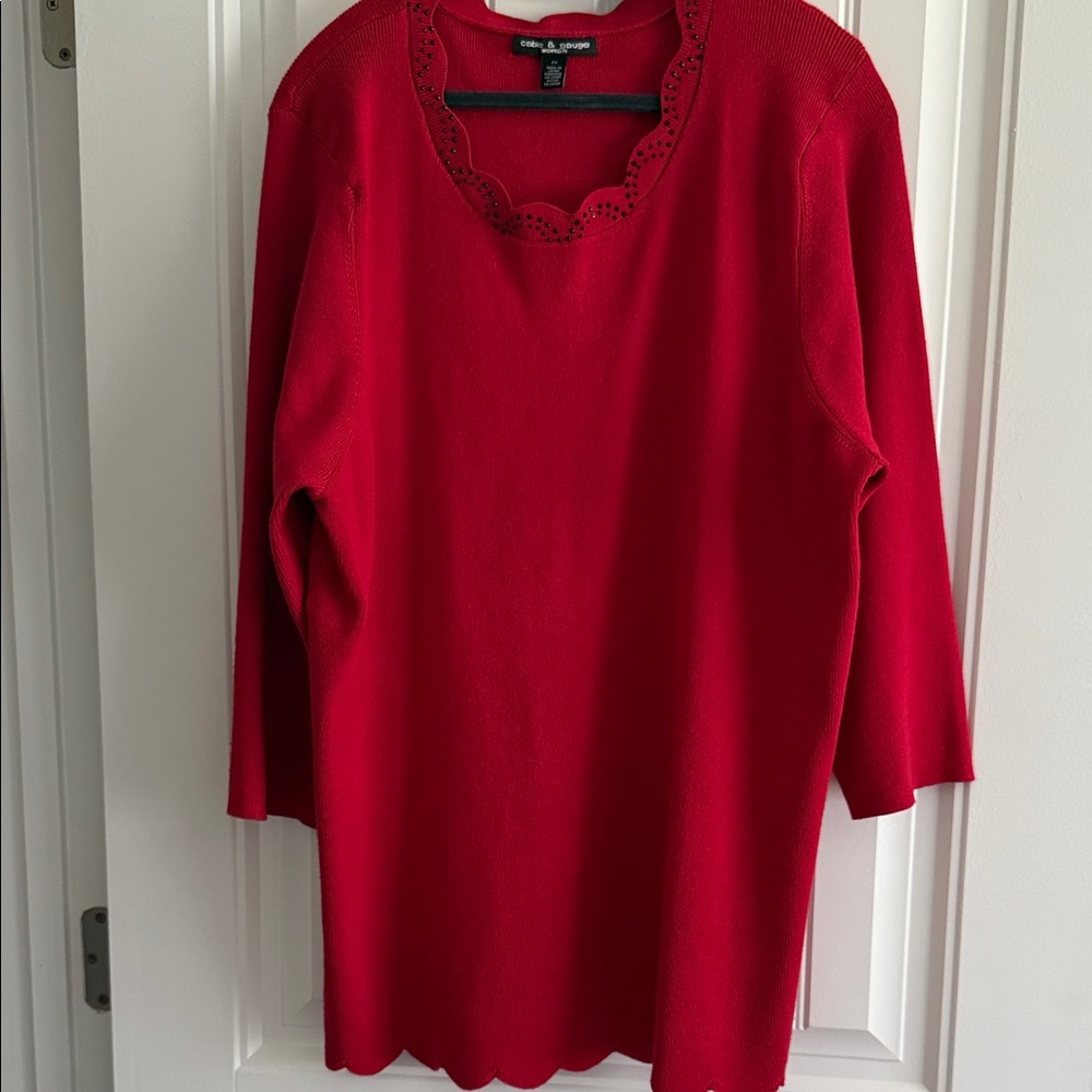 Red Scalloped Sweater